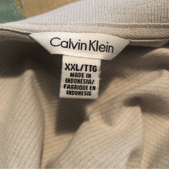 Calvin Klein Golf Shirt in pretty pale yellow with grey contrast - Picture 8 of 8